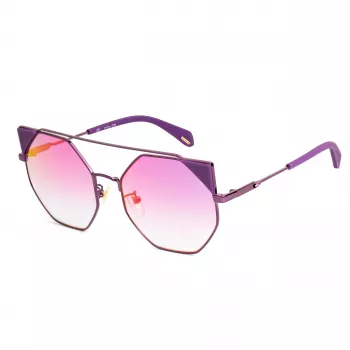 POLICE SPLA95568TNV Women's Cat Eye Sunglasses - Black Frame Grey Gradient Lens 56mm