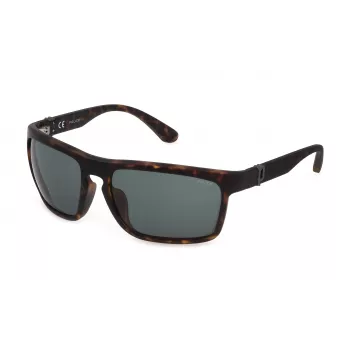 POLICE SPLF63-630878 Men's Rectangular Sunglasses Matte Black Frame Smoke Lens 63/18/130 mm
