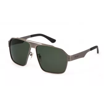 POLICE SPLL08-63I47P Men's Sunglasses - Dark Grey Acetate Frame, Grey Polarized Lenses, 63/13/140 mm
