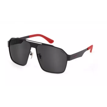 POLICE SPLL08M638YZP Men's Rectangular Sunglasses Black/Grey 63/13/140 mm