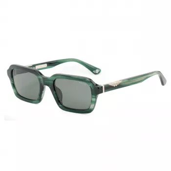 POLICE SPLL14-5309N6 Men's Sunglasses - Black Acetate Frame, Grey Polycarbonate Lenses, UV400 Protection, 53mm