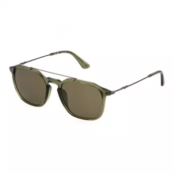 POLICE SPLL76-53G61P Men's Havana Rectangular Sunglasses with Polarized Grey Lenses
