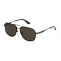 POLICE SPLL78-580627 Men's Rectangular Sunglasses, Shiny Black Frame, Grey Lenses, 58mm