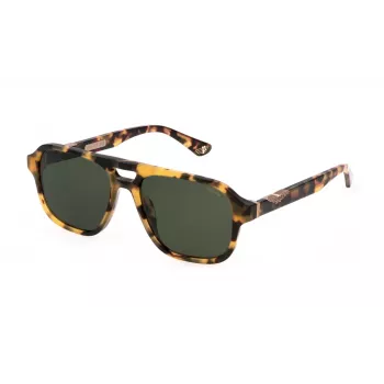 POLICE SPLL83-56AGGY Men's Rectangular Sunglasses - Grey Acetate Frame with Grey Polycarbonate Lenses - 56/17/145 mm