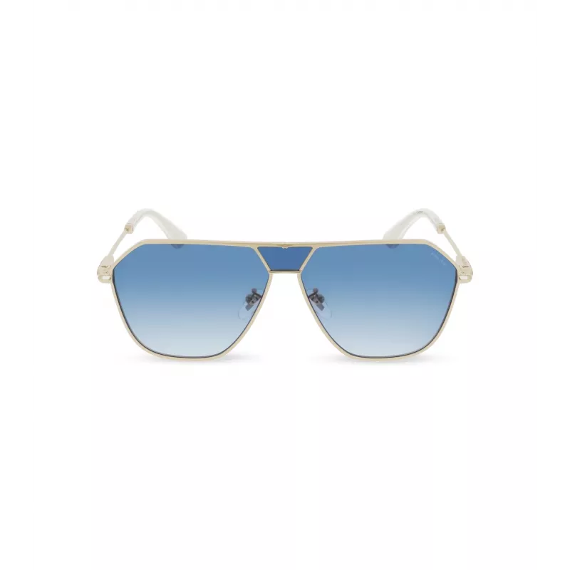 POLICE SPLL89-620300 Men's Pilot Sunglasses - Shiny Black Frame, Smoke Grey Lens, 62mm