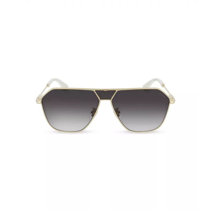 POLICE SPLL89-62300Y Men's Rectangular Sunglasses - Black Frame Grey Lens 62mm