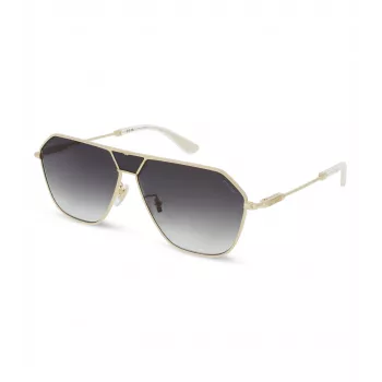 POLICE SPLL89-62300Y Men's Rectangular Sunglasses - Black Frame Grey Lens 62mm