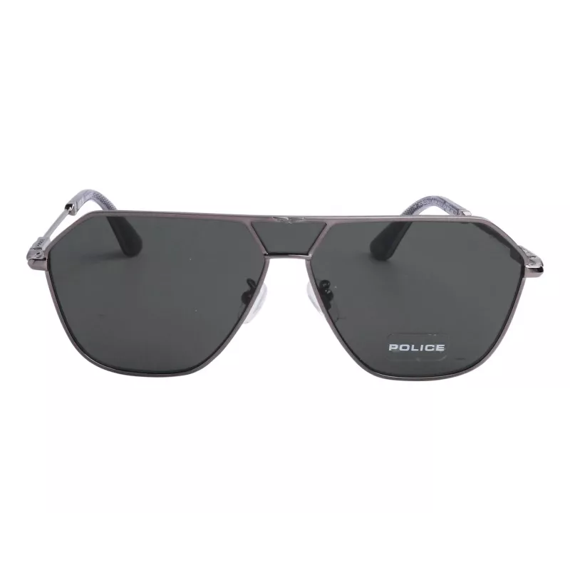 POLICE SPLL89-62509Y Men's Square Acetate Sunglasses - Black Frame Grey Lens 62/11/145 mm