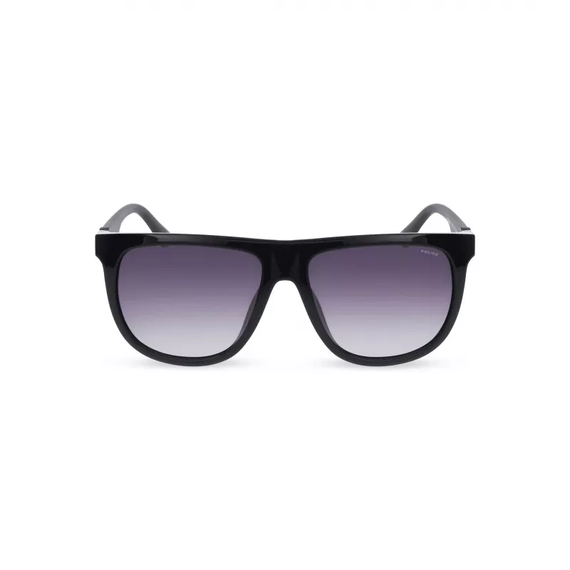 POLICE SPLN33M590Z42 Men's Sunglasses - Black Acetate Frame, Grey Polycarbonate Lenses, UV400 Protection, 59mm Lens Width