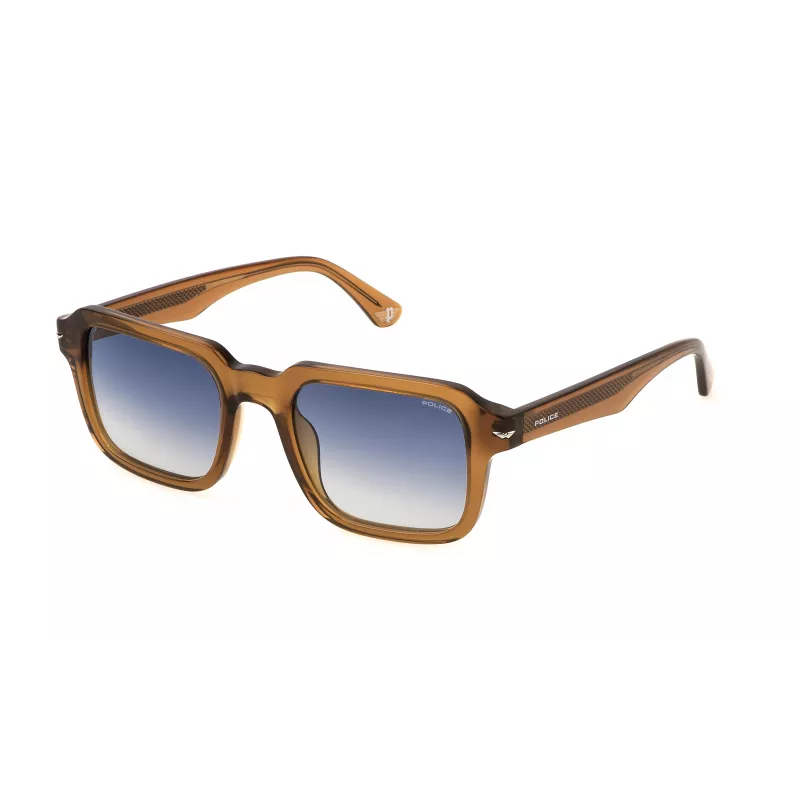 POLICE SPLN36-5206A9 Men's Rectangular Sunglasses - Black Frame Grey Lens 52mm