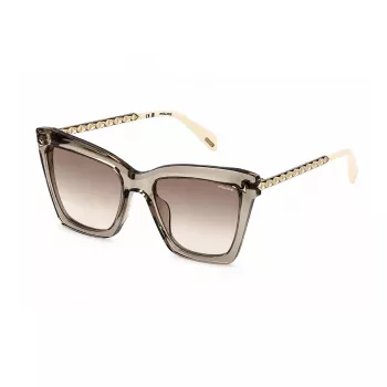 Police SPLN62-5207T1 Women's Cat Eye Sunglasses, Havana Brown Frame, Brown Gradient Lens, 52mm