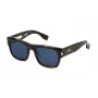 POLICE SPLP33-540722 Men's Rectangular Sunglasses - Black Acetate Frame, Grey Polycarbonate Lenses, UV400 Protection