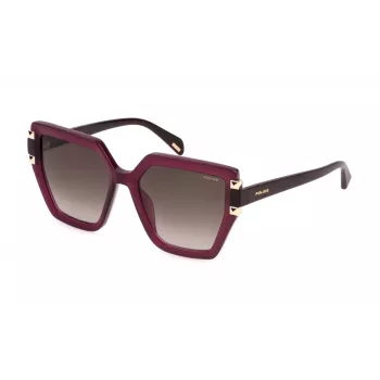 POLICE SPLP46-5506PJ Women's Rectangular Sunglasses, Black Frame, Grey Lenses, UV400