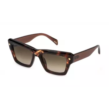 POLICE SPLP48-5202AD Women's Sunglasses, Shiny Black Frame, Grey Lenses, 52mm
