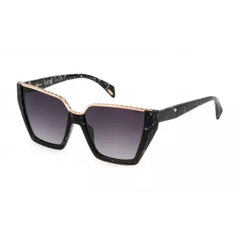 POLICE Women's Rectangular Acetate Sunglasses SPLL33E570869 with Grey UV400 Lenses