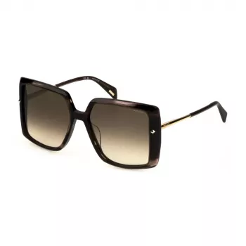 Police Women's SPLL96M Butterfly Cat Eye Sunglasses Havana Brown Acetate Frame Brown Gradient Lens 56mm