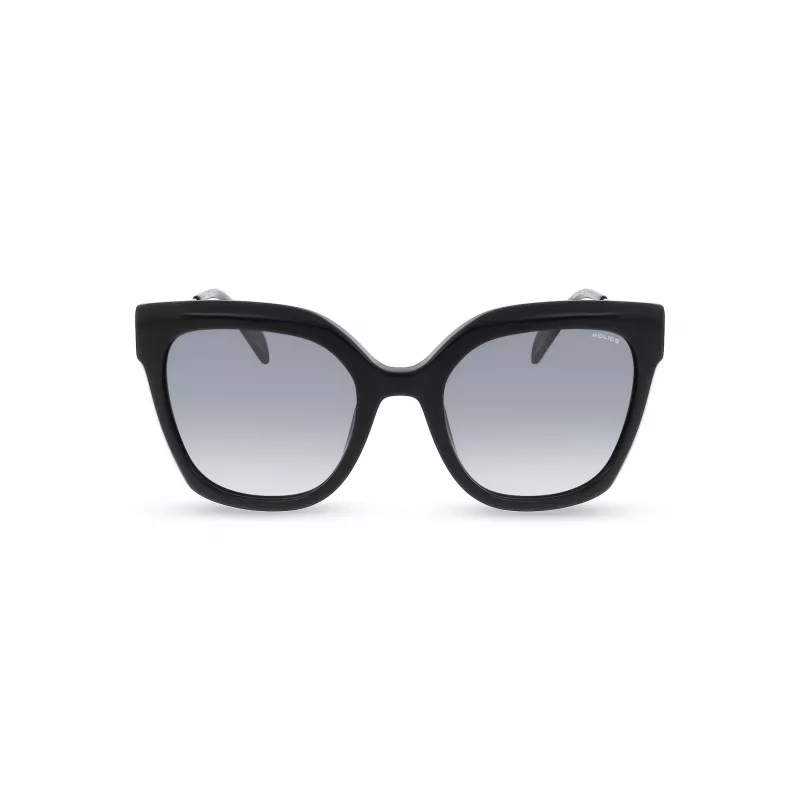 POLICE Women's Sunglasses SPLG19-540700 Black Acetate Square Frame Grey Lens 54mm