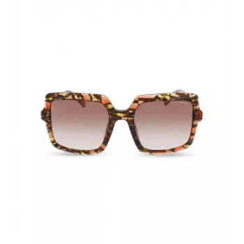 POLICE Women's Sunglasses SPLG20M5409YB - Rectangular Acetate Frame, UV400 Protection, 54mm Lens