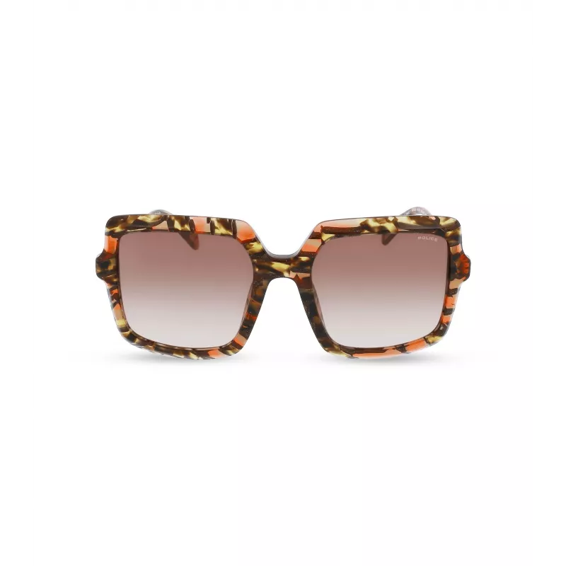 POLICE Women's Sunglasses SPLG20M5409YB - Rectangular Acetate Frame, UV400 Protection, 54mm Lens