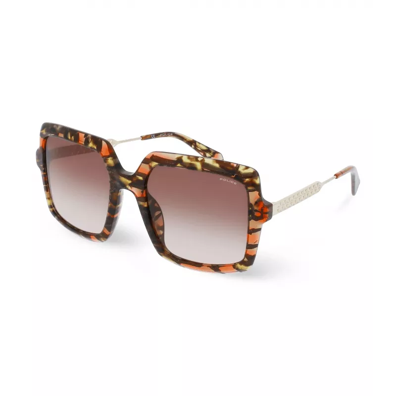 POLICE Women's Sunglasses SPLG20M5409YB - Rectangular Acetate Frame, UV400 Protection, 54mm Lens