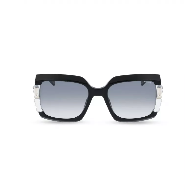 POLICE Women's Sunglasses SPLG23M570700 Geometric Black Acetate Frame Grey Polycarbonate Lens 57mm