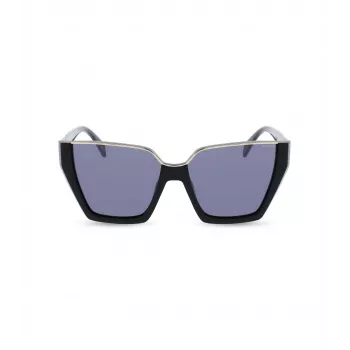 POLICE Women's Sunglasses SPLL33-570700 - Rectangular Acetate Frame, Grey Polycarbonate Lenses, UV400 Protection, 57mm Lens Width
