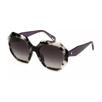 Police Women's Sunglasses SPLM10-540M65 Havana Acetate Frame Brown Lens 54mm