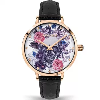 POLICE Women's Watch PL16032MSR-01 36mm Rose Gold Stainless Steel Mesh Bracelet Quartz Analog