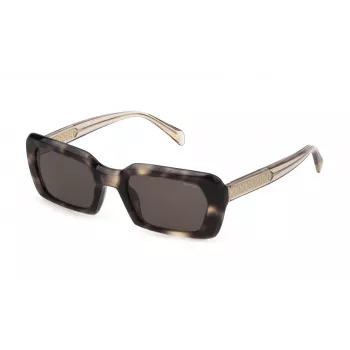 POLICE Women SPLG21-5307UX Sunglasses - Black Acetate Frame, Grey Polycarbonate Lenses, UV400 Protection, 53/22/140 mm