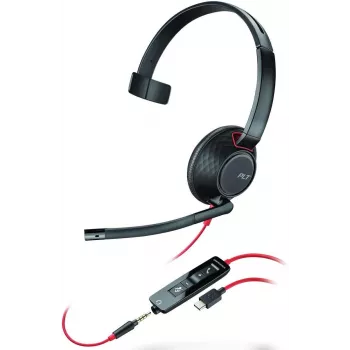 Poly Blackwire C5210 USB-C - 5200 Series - Wired On-Ear Mono Headset with Boom Microphone, Noise Cancelling, In-Line Controls, Black