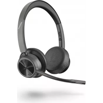 Poly Voyager 4320 UC Wireless Bluetooth Headset with BT700 USB-C Adapter, On-Ear, Dual-Mic Noise Cancelling, 24h Talk Time, Black