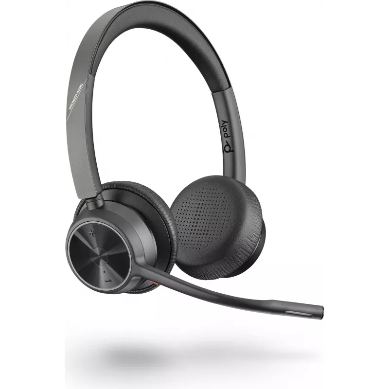 Poly Voyager 4320 UC Wireless Bluetooth Headset with BT700 USB-C Adapter, On-Ear, Dual-Mic Noise Cancelling, 24h Talk Time, Black