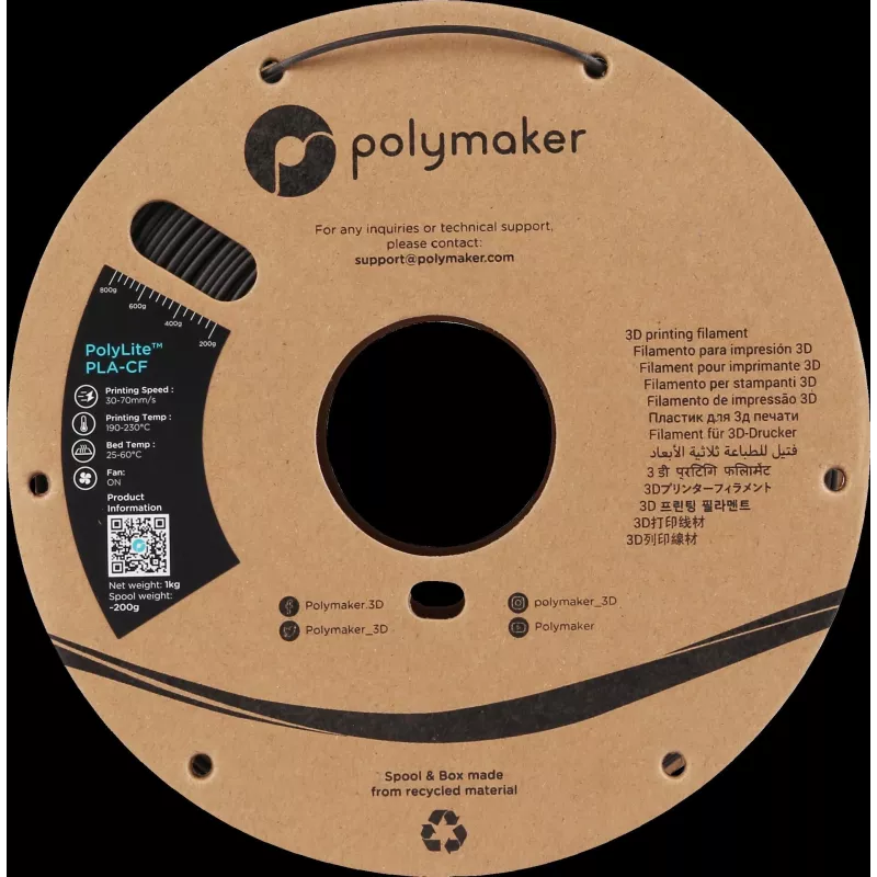 Polymaker PA10001 PLA Filament 1.75 mm 1 kg Black