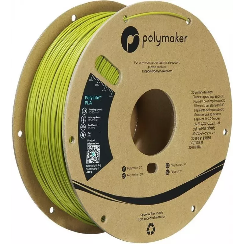 Polymaker PolyLite PLA 3D Printer Filament 1.75mm Olive Green 1kg (PA02058)