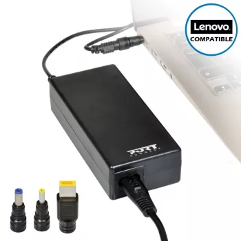 Port Connect 65W Laptop AC Adapter for Lenovo - Slim Tip, Black