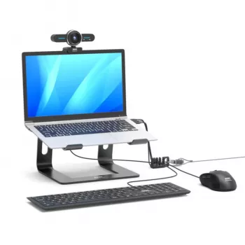 Port Connect Desktop Cable Manager for Mouse and Keyboard – Self-Adhesive Silicone Clip, 3 Slots, Black