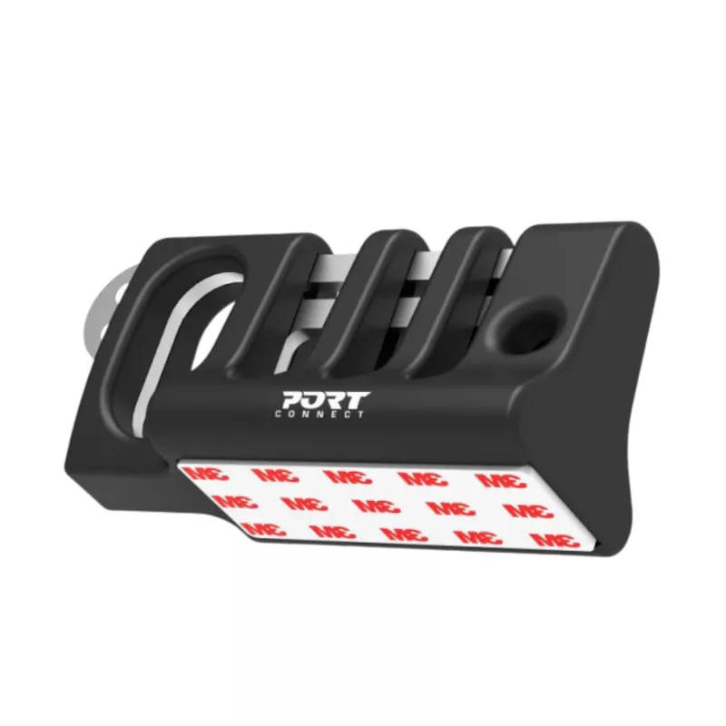 Port Connect Desktop Cable Manager for Mouse and Keyboard – Self-Adhesive Silicone Clip, 3 Slots, Black