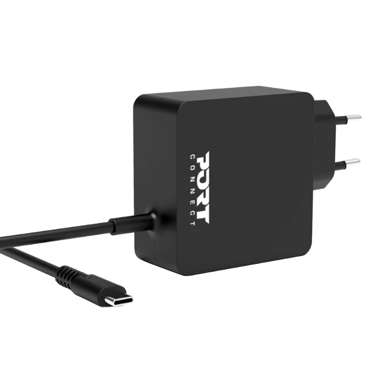 Port Connect Type C 45W Universal Notebook Adapter – USB-C PD 3.0, 5V-20V, Black