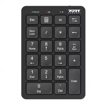 Port Designs Numeric Keypad Bluetooth Rechargeable - 22 Keys, Black