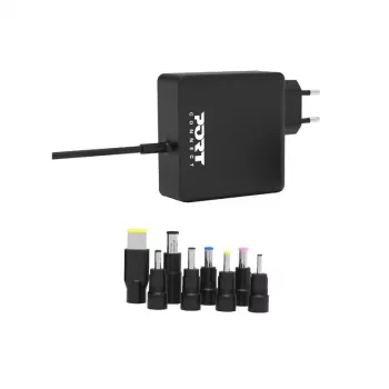 PORT Universal Laptop Power Adapter 65W with 8 Tips - Black