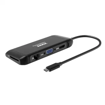 PORT USB-C Docking Station 11-in-1 Hub with 4K HDMI, VGA, Gigabit Ethernet, 100W PD, USB 3.1, SD/MicroSD, Audio - Black