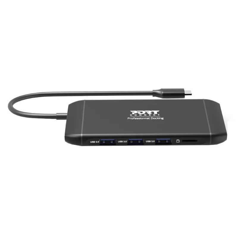 PORT USB-C Docking Station 11-in-1 Hub with 4K HDMI, VGA, Gigabit Ethernet, 100W PD, USB 3.1, SD/MicroSD, Audio - Black