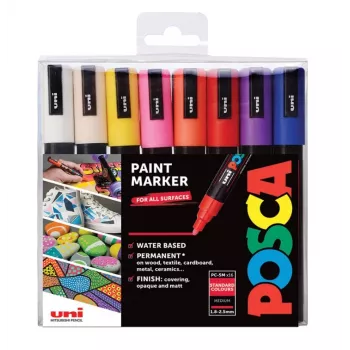 POSCA PC-5M Bullet Tip Marker Set, Assorted Colours, 16 Pieces