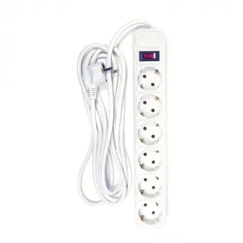 Power Plant 6-Outlet Household Power Strip with Switch, 3m Cable, 16A, 3680W, White