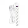 Power Plant 6-Outlet Household Power Strip with Switch, 3m Cable, 16A, 3680W, White