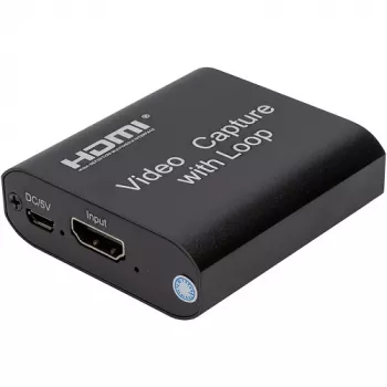 POWER PLANT CA914142 4K 30Hz HDMI Capture Device USB 3.0 with Loop-Out, UVC Plug & Play, Aluminium