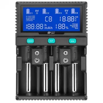 POWER PLANT, LLC AA620173 Smart 4-Channel Universal Battery Charger for Li-ion, LiFePO4, NiMH, NiCd