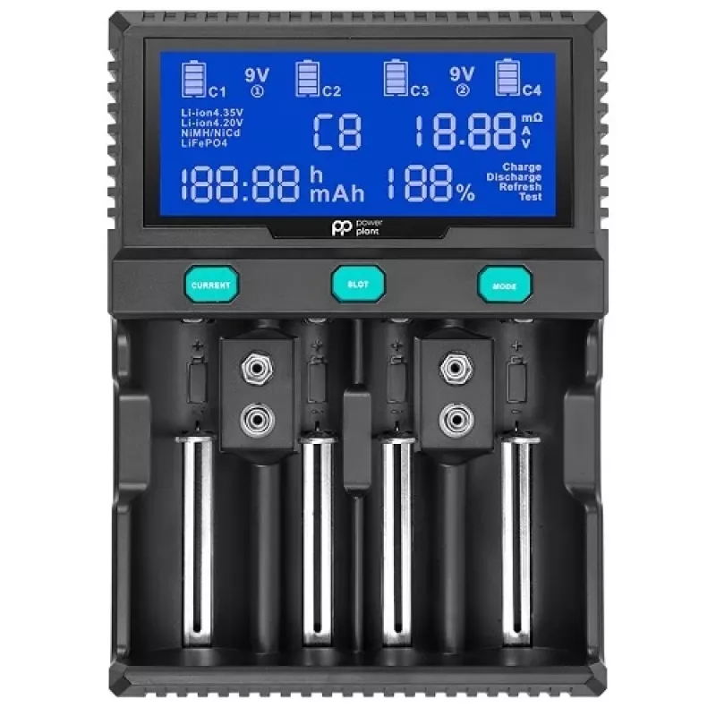 POWER PLANT, LLC AA620173 Smart 4-Channel Universal Battery Charger for Li-ion, LiFePO4, NiMH, NiCd