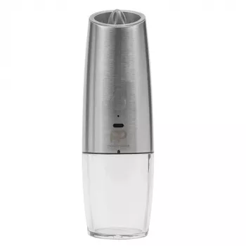 POWER PLANT PP591A Electric Grinder – Ceramic Burr, LED Light, Silver, 63x63x200 mm