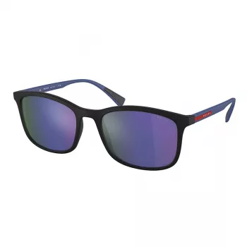 PRADA Linea Rossa Men's Sunglasses PS01TS-16G05U Matte Black Frame Grey Mirror Silver Lens 55/19/140 mm